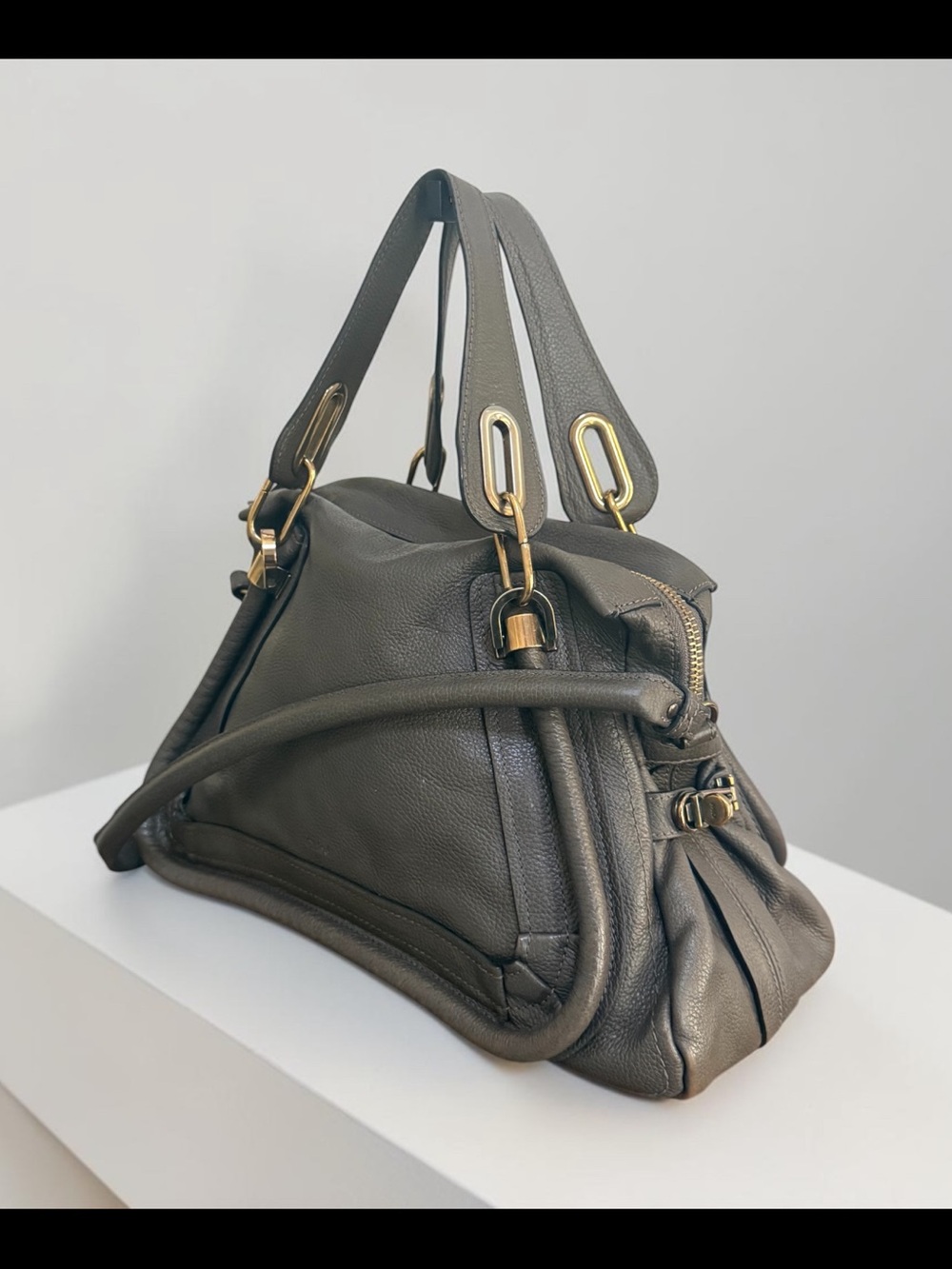 Authenticated Chloe Paraty Leather Handbag in Grey Taupe! EUC! COA! - Picture 4 of 16